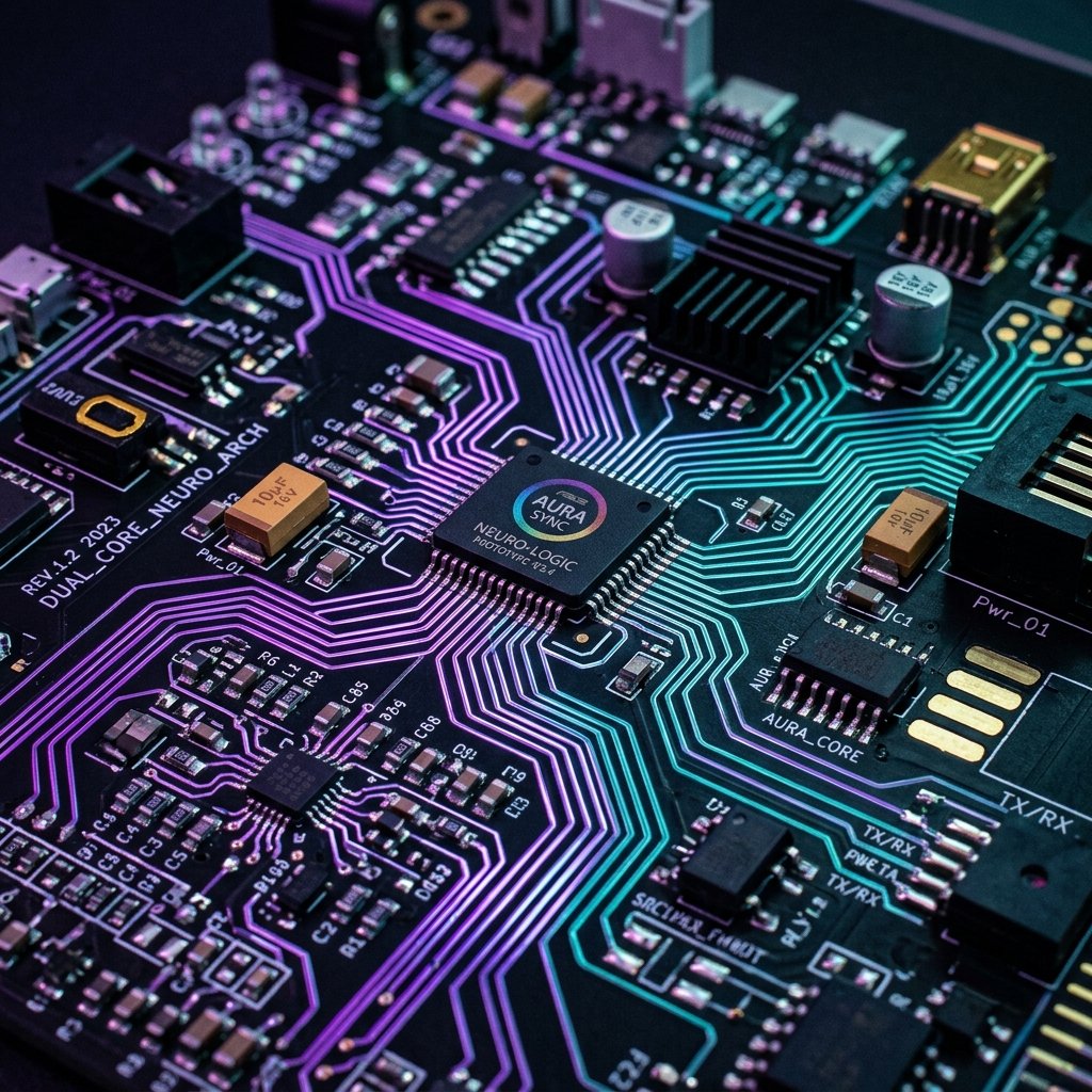 Placa electrónica profesional con luces violeta